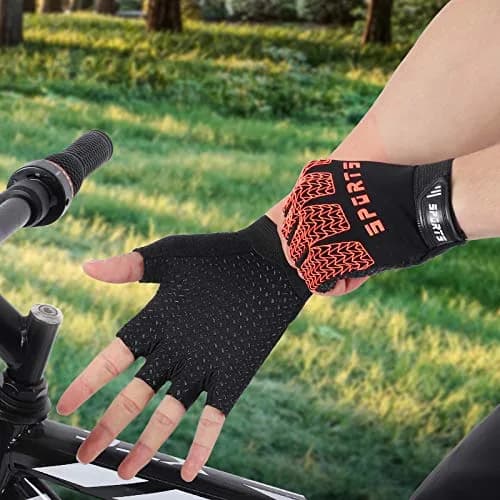Accmor Kids Half Finger Sport Gloves for Boys Girls Cycling Camping Fishing Outdoor Sports Medium Orange | Breathable & Non-Slip thumbnail 5