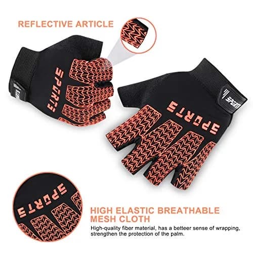 Accmor Kids Half Finger Sport Gloves for Boys Girls Cycling Camping Fishing Outdoor Sports Medium Orange | Breathable & Non-Slip thumbnail 3
