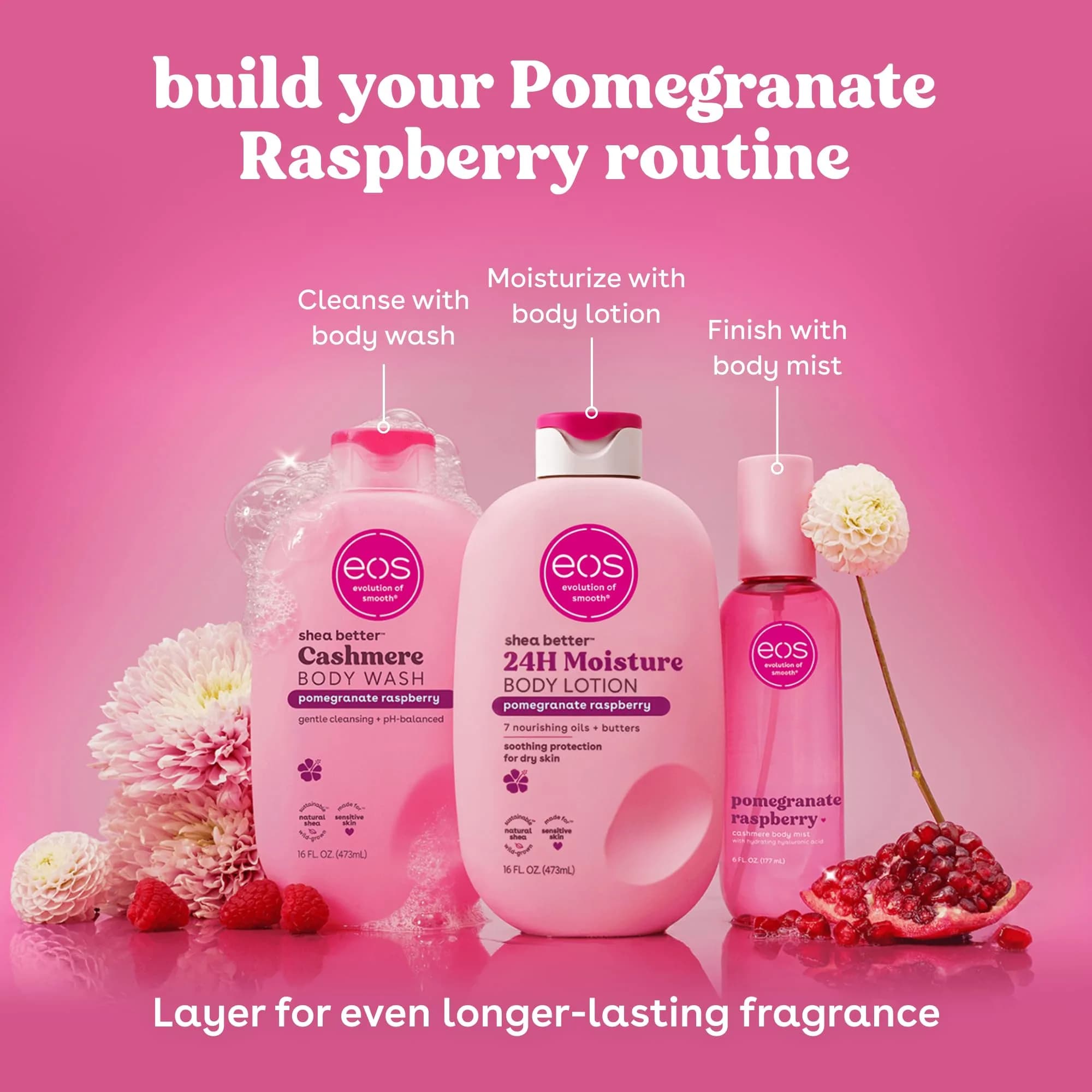 eos Shea Better Body Lotion Pomegranate Raspberry 475ml (16 fl oz) | 24-Hour Hydration for Indian Skin - view 8