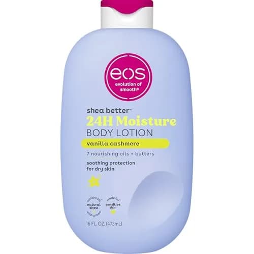 eos Shea Better Body Lotion Vanilla Cashmere, 24-Hour Moisture Skin Care, Lightweight & Non-Greasy, Natural Shea, Vegan, Vanilla Body Lotion, 475ml (16 fl oz) - main product image