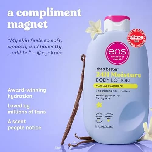 eos Shea Better Body Lotion Vanilla Cashmere 473ml (16 fl Oz) | 24-Hour Moisture for All Skin Types thumbnail 2