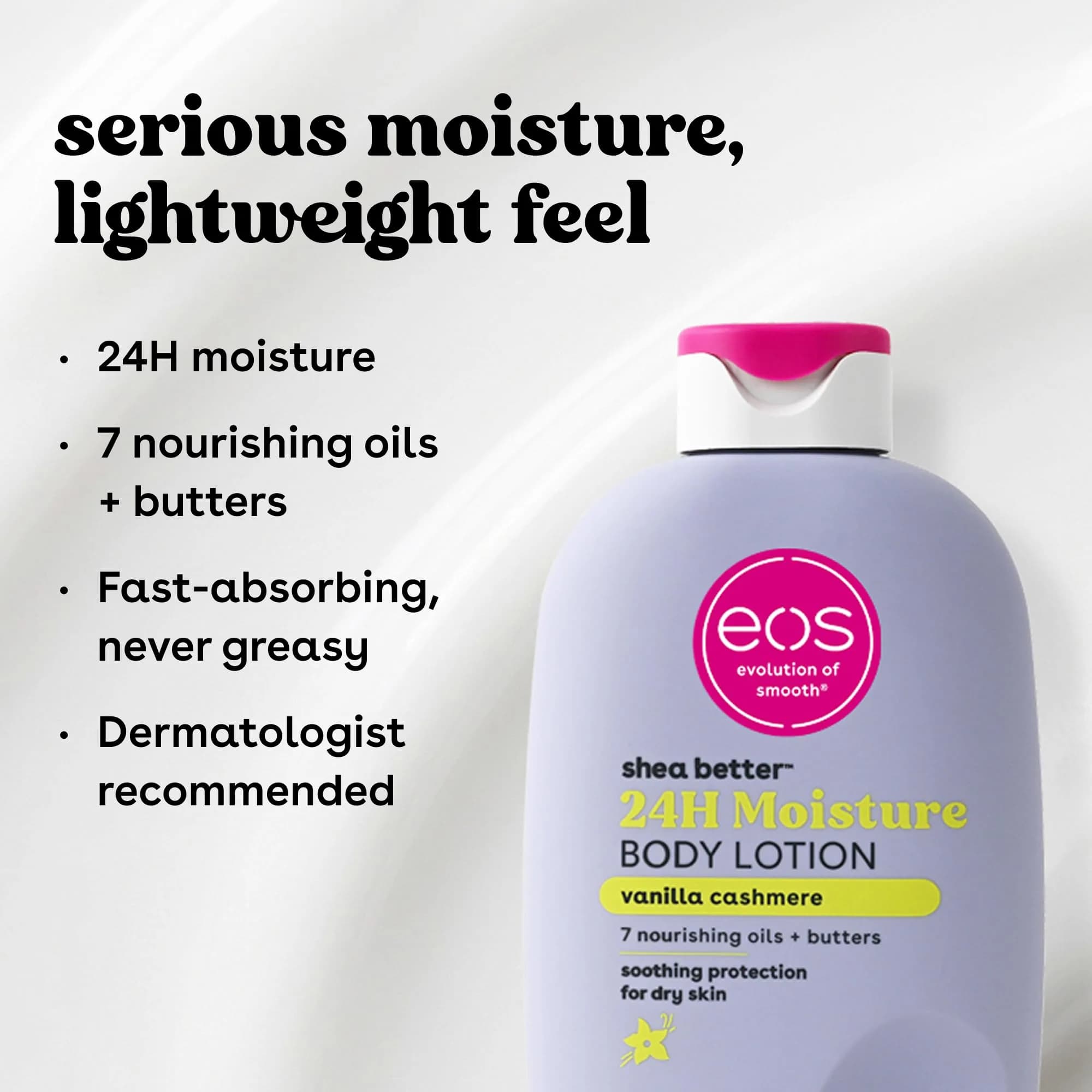 eos Shea Better Vanilla Cashmere Body Lotion for Sensitive Skin, 16 fl oz | 48-Hour Moisture - view 3