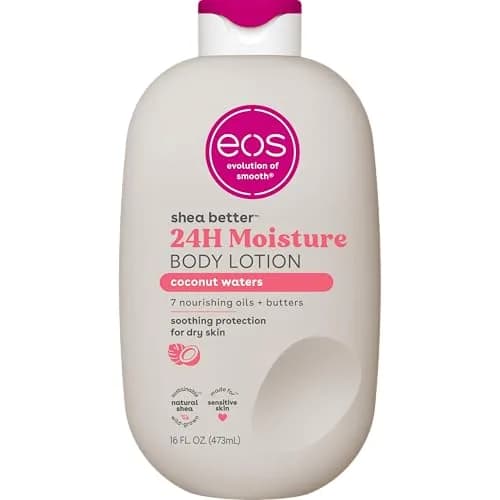 eos Shea Better Sensitive Skin Body Lotion 473ml (16 fl oz) | Fragrance-Free, 48-Hour Moisture for Dry & Eczema-Prone Skin — Coconut Waters / 16 Fl Oz