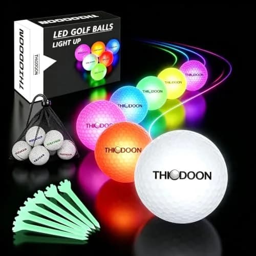 THIODOON LED Glow in The Dark Golf Balls 6 Pack (42.6mm, 45g Each) | Play Golf at Dusk or Night thumbnail 1