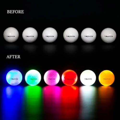 THIODOON LED Glow in The Dark Golf Balls 6 Pack (42.6mm, 45g Each) | Play Golf at Dusk or Night thumbnail 8