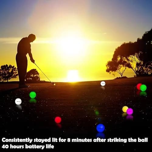 THIODOON LED Glow in The Dark Golf Balls 6 Pack (42.6mm, 45g Each) | Play Golf at Dusk or Night thumbnail 2