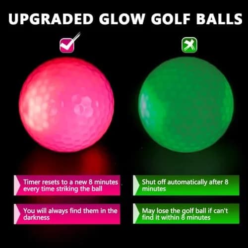 THIODOON LED Glow in The Dark Golf Balls 6 Pack (42.6mm, 45g Each) | Play Golf at Dusk or Night thumbnail 3
