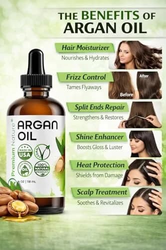Premium Nature Argan Oil Hair Serum 118ml (4 Fl Oz) | Pure Cold Pressed Oil for Growth & Shine thumbnail 5