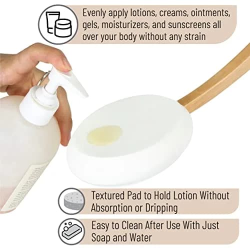 Slick Solutions Lotion Applicator 17-inch with Organic Pad | Easy Reach Back Applicator for Lotions, Creams, and Self-Tanner thumbnail 6