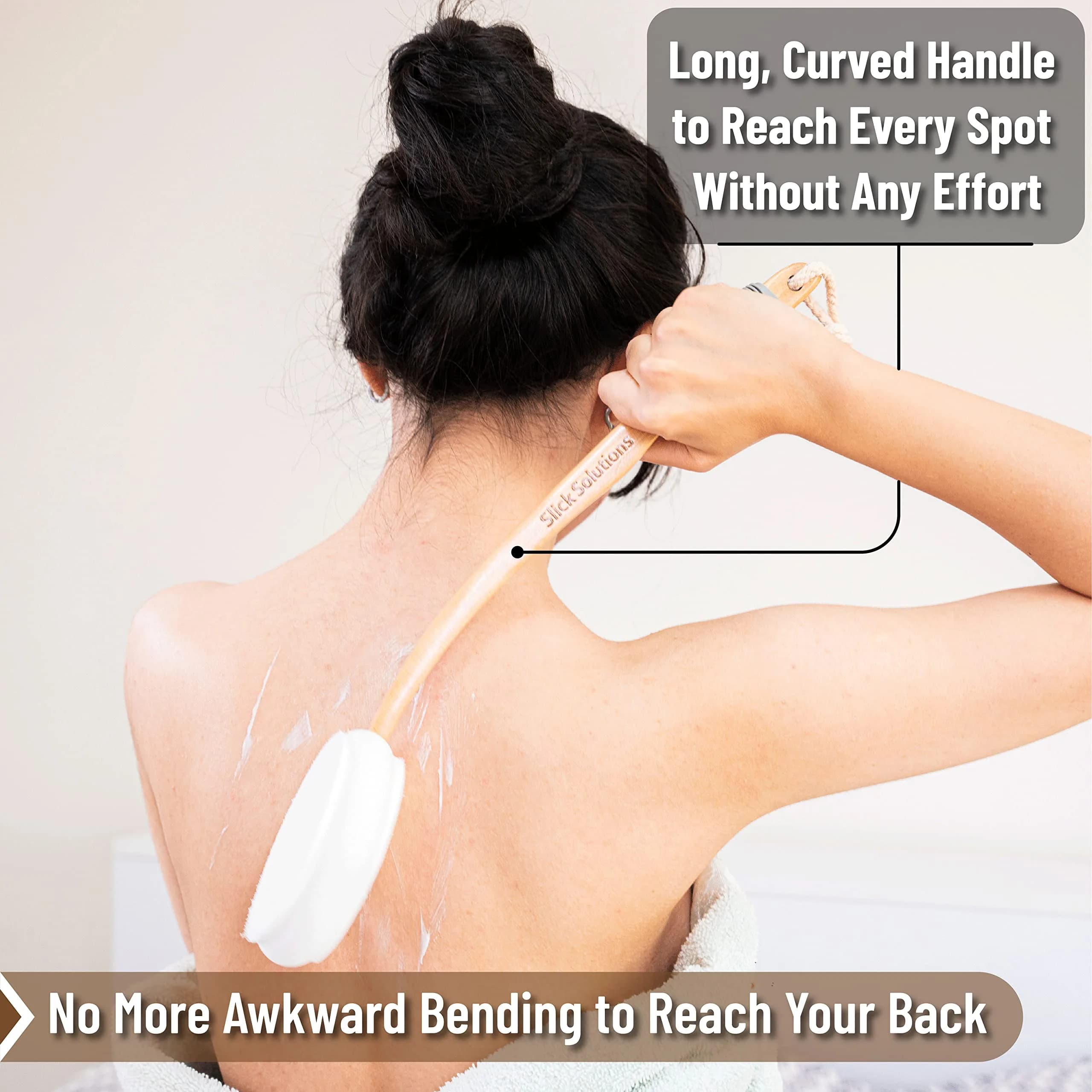 Slick Solutions Lotion Applicator 17-inch with Organic Pad | Easy Reach Back Applicator for Lotions, Creams, and Self-Tanner - view 4