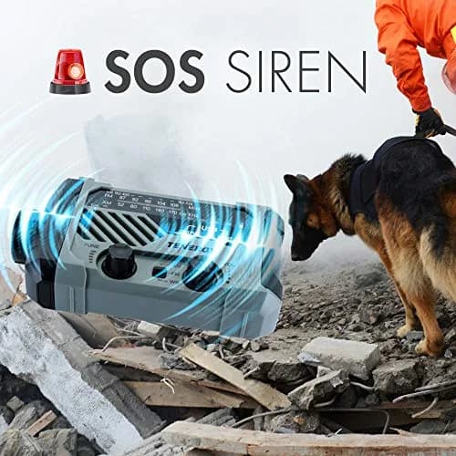 Tenergy Multifunctional Hand Crank Weather Radio with LED Flashlights, SOS Alarm, Cell Phone Charger, AM/FM/NOAA Radio Frequencies, 155*94*49mm thumbnail 5