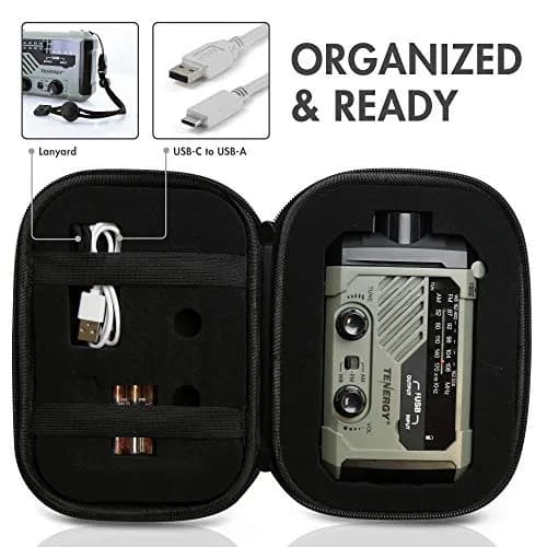 Tenergy Multifunctional Hand Crank Weather Radio with LED Flashlights, SOS Alarm, Cell Phone Charger, AM/FM/NOAA Radio Frequencies, 155*94*49mm thumbnail 8