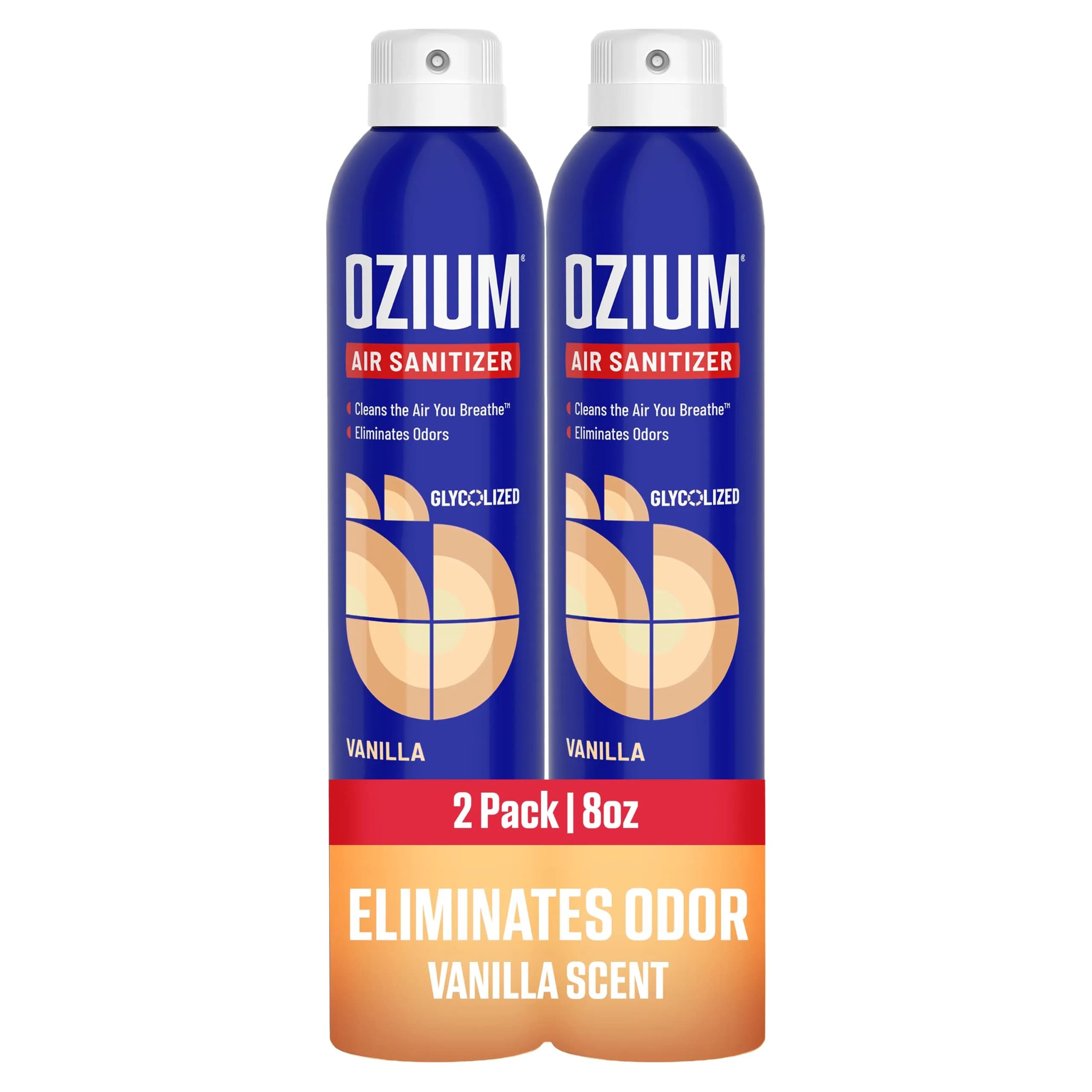Ozium Vanilla Scent Air Sanitizer Spray - 8 Ounce (Pack of 2) | Eliminates Odors, Reduces Bacteria - main product image