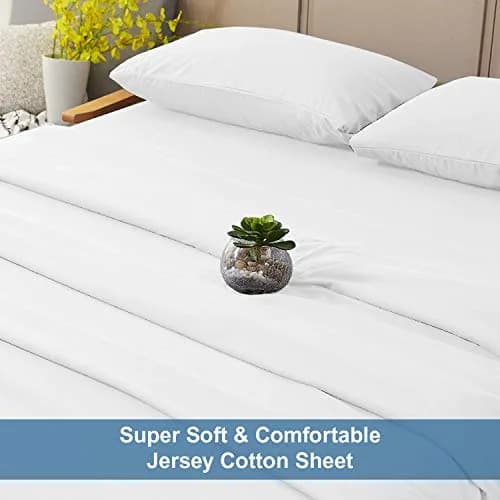 DAN RIVER Twin Jersey Sheet Set | 100% Cotton Bed Sheets | All Season Bedding | Deep Pocket, White thumbnail 7