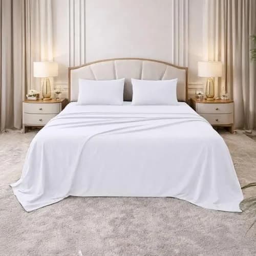DAN RIVER Twin Jersey Sheet Set | 100% Cotton Bed Sheets | All Season Bedding | Deep Pocket, White thumbnail 8
