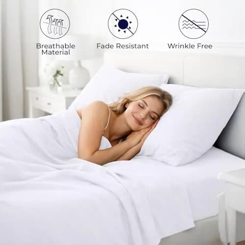 DAN RIVER Twin Jersey Sheet Set | 100% Cotton Bed Sheets | All Season Bedding | Deep Pocket, White thumbnail 2