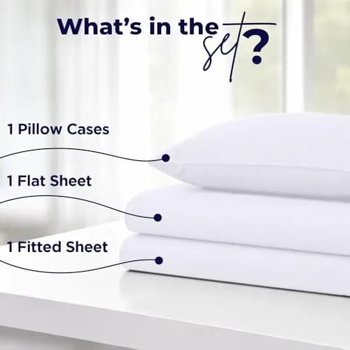 DAN RIVER Twin Jersey Sheet Set | 100% Cotton Bed Sheets | All Season Bedding | Deep Pocket, White thumbnail 3