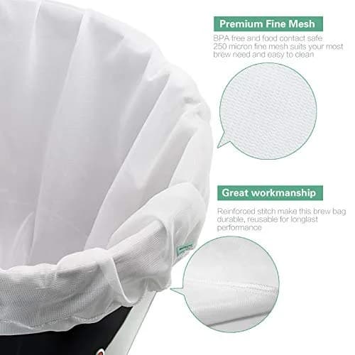 Bellamei Reusable Brew Bag 2 Pack 61cm×81cm (24"×32") | Brew in a Bag for Home Brewing thumbnail 2