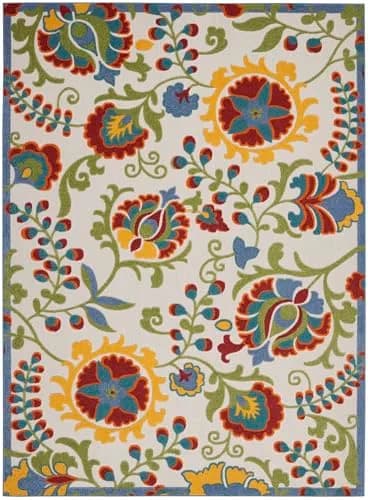 Nourison Area Rug 9' x 12' Ivory Multicolor | Easy Clean, Non Shedding, Indoor & Outdoor Use thumbnail 4
