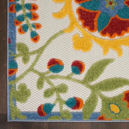 Nourison Area Rug 9' x 12' Ivory Multicolor | Easy Clean, Non Shedding, Indoor & Outdoor Use thumbnail 7