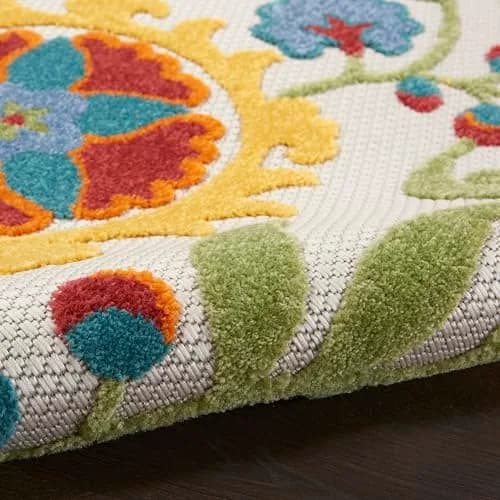 Nourison Area Rug 9' x 12' Ivory Multicolor | Easy Clean, Non Shedding, Indoor & Outdoor Use thumbnail 9