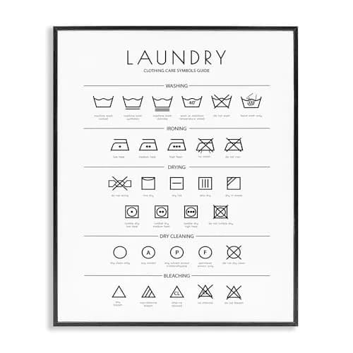 Stupell Industries Minimal Laundry Cleaning Symbols Framed Giclee Art 28cm x 3cm x 36cm (11" x 1.5" x 14") | Laundry Symbols Guide thumbnail 1