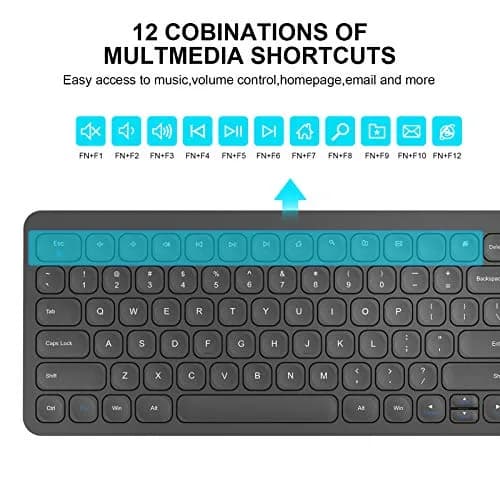 cimetech Wireless Keyboard and Mouse Combo - Black | 99-Key Full-Size Ultra-Thin Keyboard & Silent Optical Mouse thumbnail 5