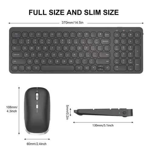 cimetech Wireless Keyboard and Mouse Combo - Black | 99-Key Full-Size Ultra-Thin Keyboard & Silent Optical Mouse thumbnail 2