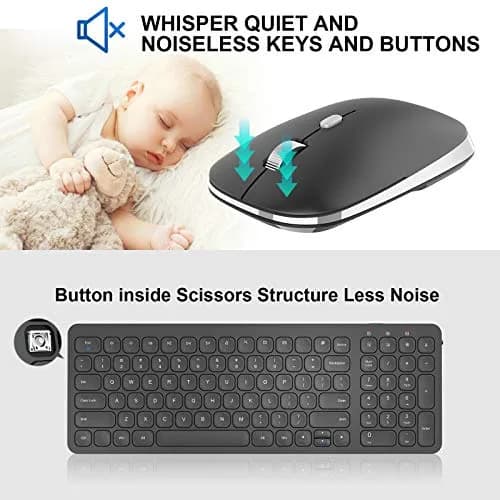 cimetech Wireless Keyboard and Mouse Combo - Black | 99-Key Full-Size Ultra-Thin Keyboard & Silent Optical Mouse thumbnail 3