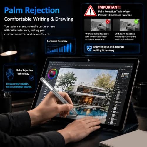 hacey MPP 1.51 Pen for Surface Pro 11/10/X/9/8 1024 Pressure Levels | 417-Day Battery Life Palm Rejection thumbnail 4