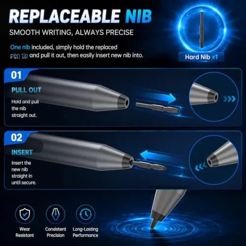 hacey MPP 1.51 Pen for Surface Pro 11/10/X/9/8 1024 Pressure Levels | 417-Day Battery Life Palm Rejection thumbnail 6