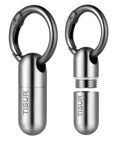 TISUR Small Titanium Keychain Pill Holder, Pocket Pill Case for Travel | Compact, Waterproof & Durable thumbnail 1