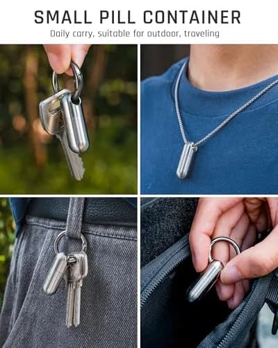 TISUR Small Titanium Keychain Pill Holder, Pocket Pill Case for Travel | Compact, Waterproof & Durable thumbnail 5
