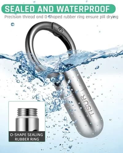 TISUR Small Titanium Keychain Pill Holder, Pocket Pill Case for Travel | Compact, Waterproof & Durable thumbnail 6