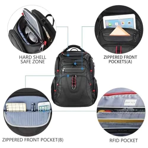 KROSER TSA Friendly Laptop Backpack 17.3 inch XL | Water-Repellent College Daypack with RFID & USB thumbnail 4