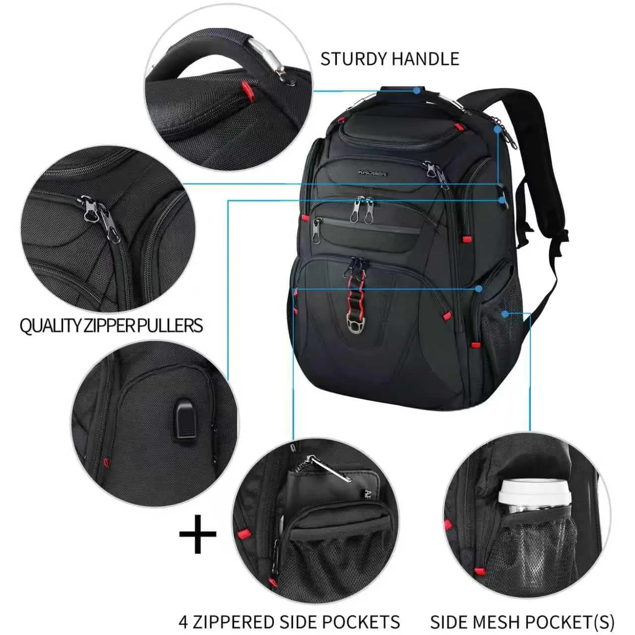 KROSER TSA Friendly Laptop Backpack 17.3 inch XL | Water-Repellent College Daypack with RFID & USB - view 5
