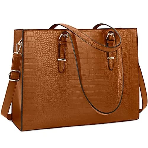 Lubardy Women's Laptop Bag 43 cm (16.9 Inch) Crocodile Leather Tote | Water-Resistant Work Briefcase for 15.6" Laptops thumbnail 1