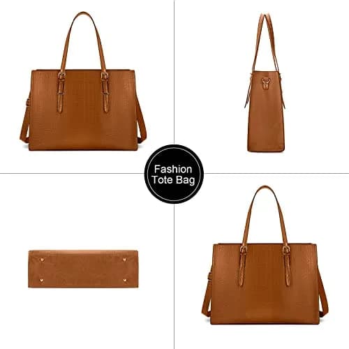 Lubardy Women's Laptop Bag 43 cm (16.9 Inch) Crocodile Leather Tote | Water-Resistant Work Briefcase for 15.6" Laptops thumbnail 6