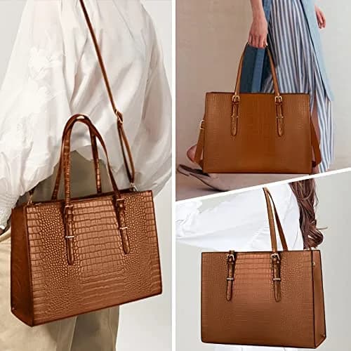 Lubardy Women's Laptop Bag 43 cm (16.9 Inch) Crocodile Leather Tote | Water-Resistant Work Briefcase for 15.6" Laptops thumbnail 2