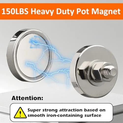 MUTUACTOR Heavy Duty Pot Magnet with M10 Thread 40mm Diameter | 175lb Vertical Pull Force thumbnail 6
