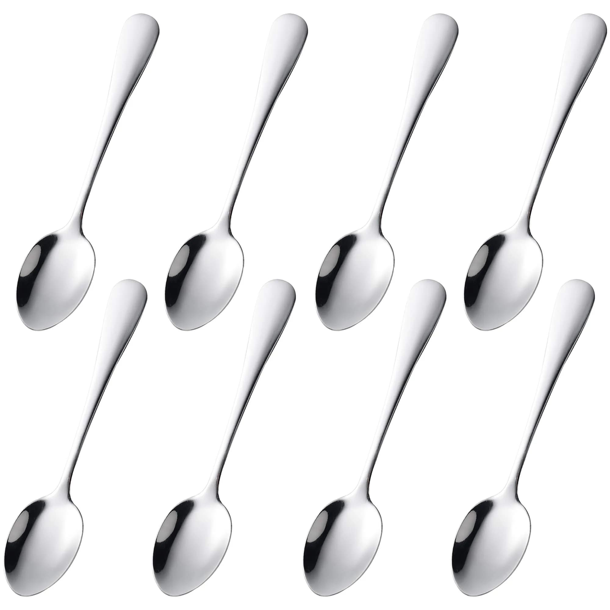 CAMDEA Mini Dessert Spoons 12cm (4.9 Inches) Set of 8 | Stainless Steel Espresso Coffee Spoons — Silver teaspoons 8 Pcs 4.9 inch