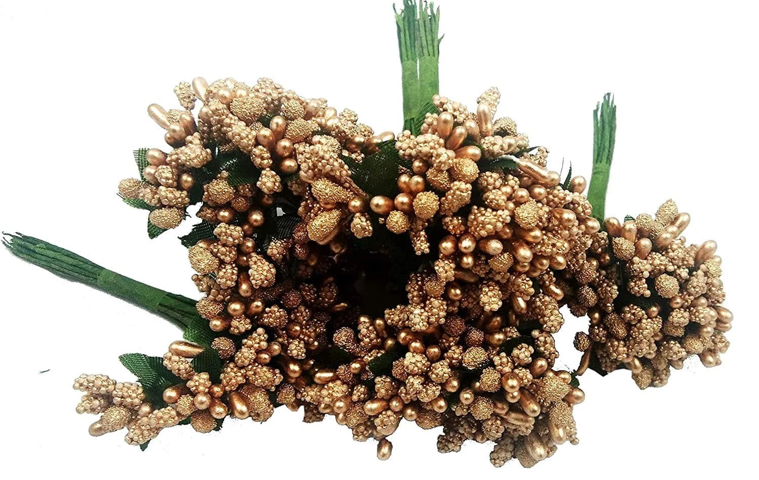 ALEVAN Art Artificial Pollen Flower Decoration 144pc Golden Silver | Realistic Craft Material - main product image