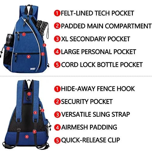 Sucipi Convertible Pickleball Bag Backpack Sling - Blue 45L (1.6 cu ft) | Versatile Carry for Men & Women thumbnail 4