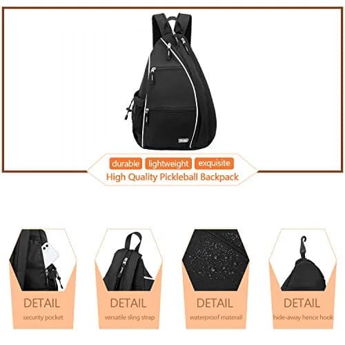 Sucipi Convertible Pickleball Bag Backpack Sling Bag for Men & Women, Deep Black | 14 inch x 10 inch x 19 inch thumbnail 4