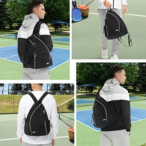 Sucipi Convertible Pickleball Bag Backpack Sling Bag for Men & Women, Deep Black | 14 inch x 10 inch x 19 inch thumbnail 6