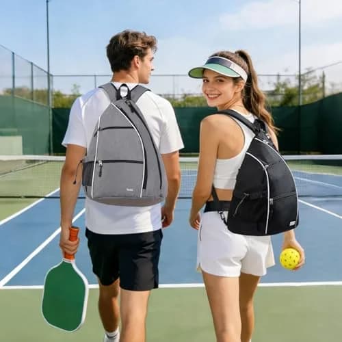 Sucipi Convertible Pickleball Bag Backpack Sling Bag for Men & Women, Deep Black | 14 inch x 10 inch x 19 inch thumbnail 2