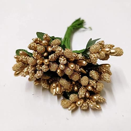ALEVAN Art Artificial Pollen Flower Decoration Pack 144pc Golden | Realistic Craft Material thumbnail 1