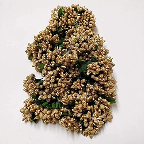 ALEVAN Art Artificial Pollen Flower Decoration Pack 144pc Golden | Realistic Craft Material thumbnail 3