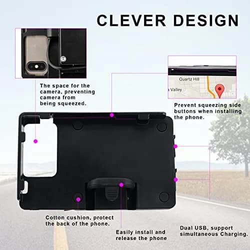 MDPROMCP Motorcycle Phone Holder with Double USB Charger for 12 mm Roll Bar | Waterproof ABS Mount for GPS & Mobile thumbnail 4