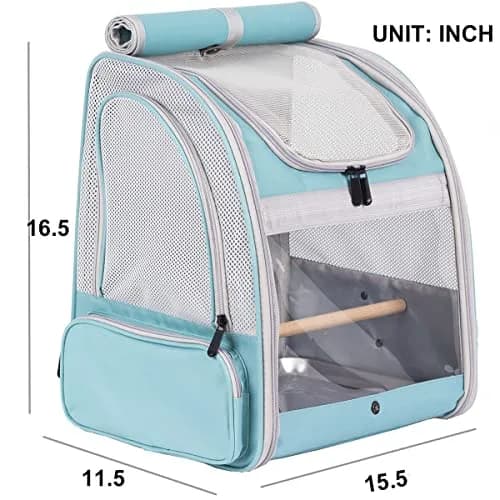 ORIZZP Bird Backpack Carrier with Stand Perch & Shade Cover, Large Green Pet Travel Backpack | Airline Approved thumbnail 2